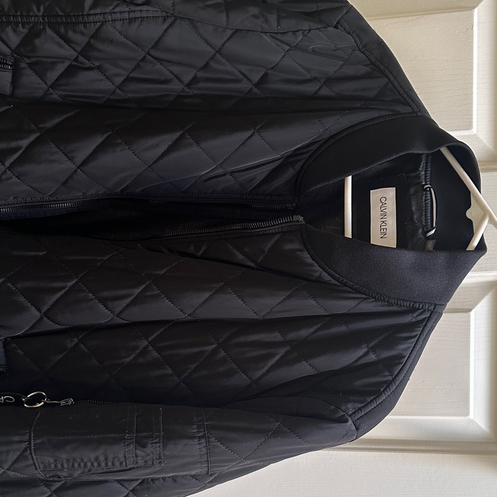 Calvin Klein Black Bomber Jacket Quilted Design